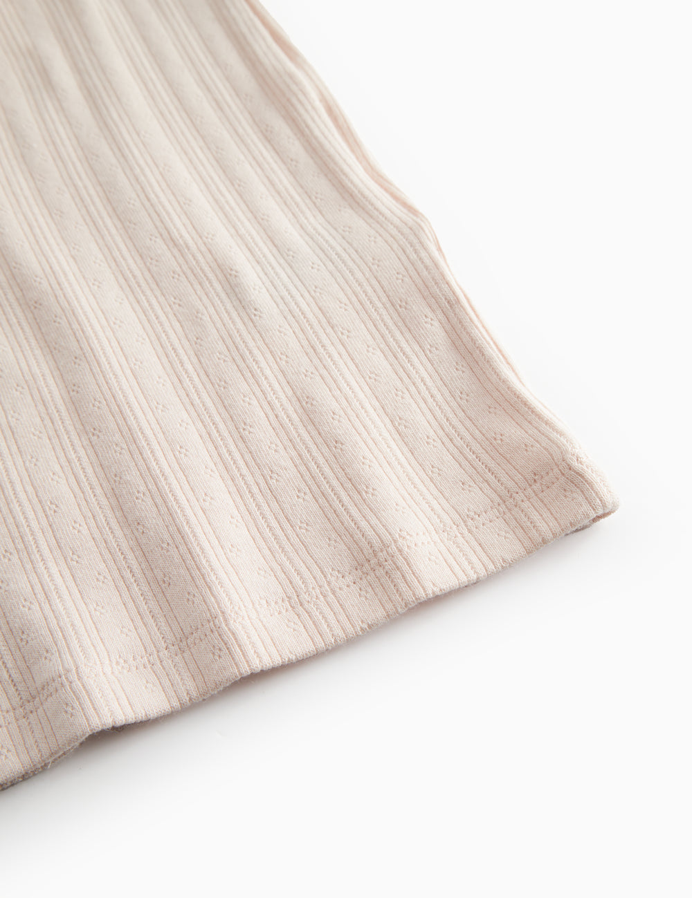 Lyserød kortærmet pointelle t-shirt til kvinder