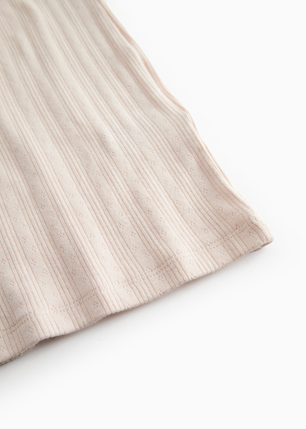 Lyserød kortærmet pointelle t-shirt til kvinder