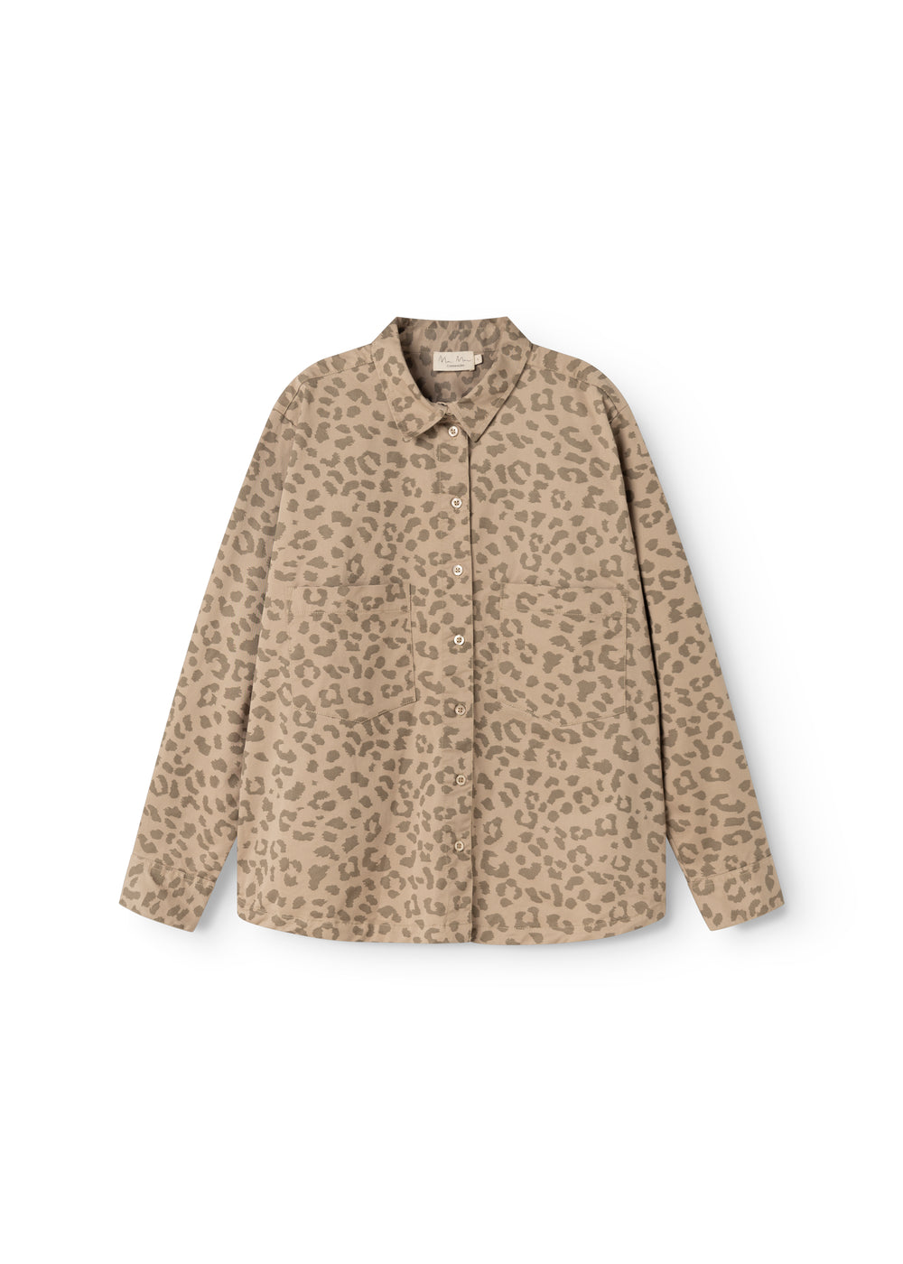 Skjorte med leopardmønster, knaplukning og lange ærmer foran