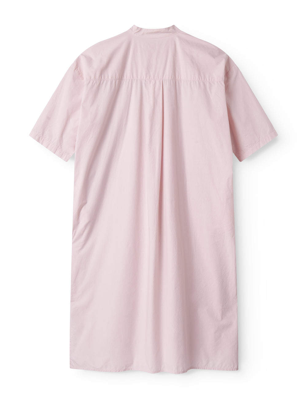 Lyserød damekjole med korte ærmer og knaplukning