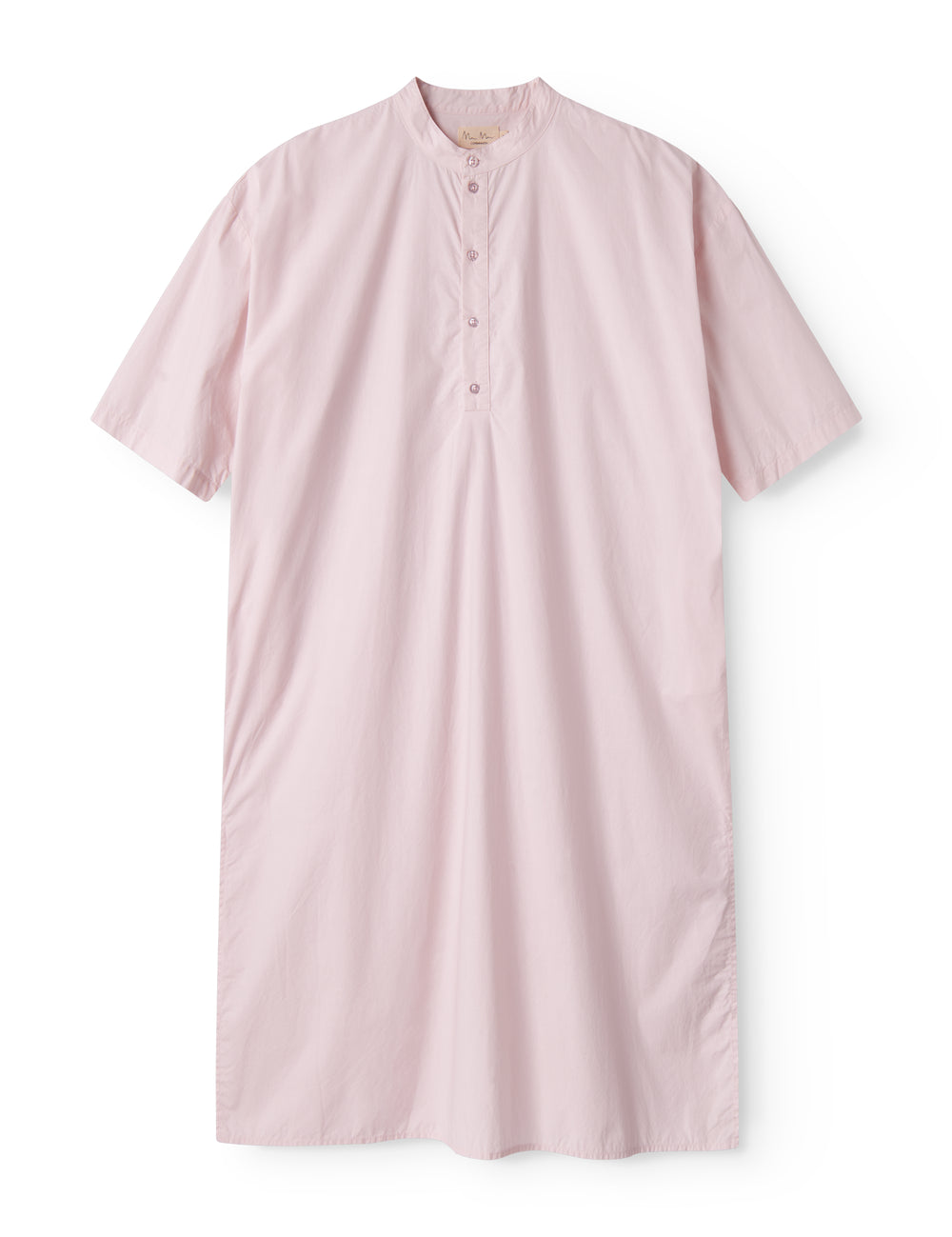 Lyserød damekjole med korte ærmer og knaplukning