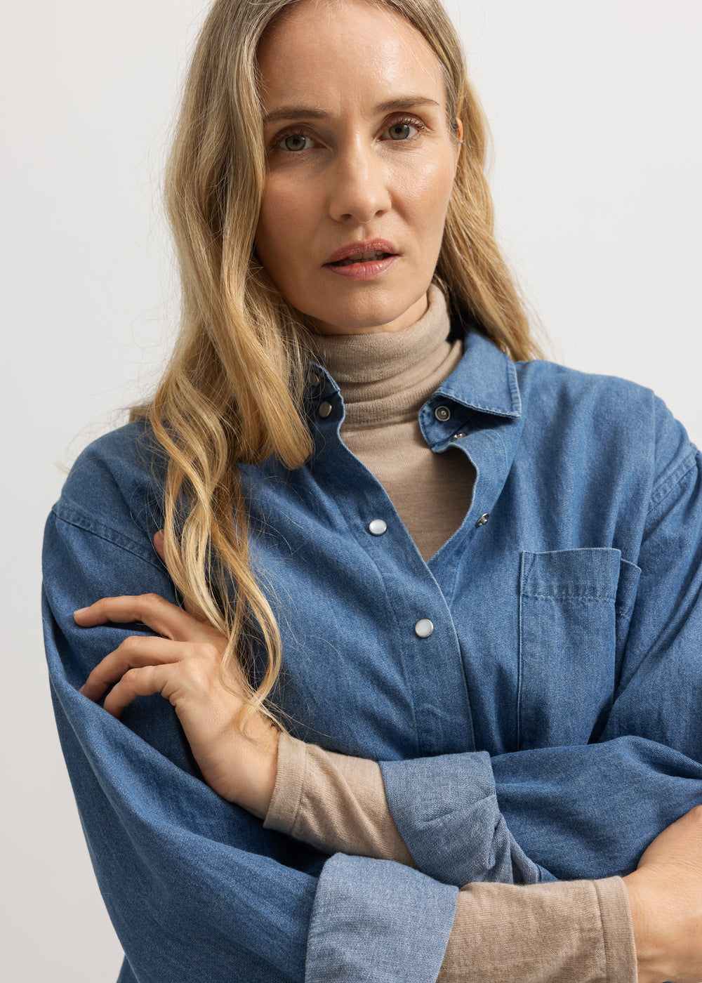 Telo W, Skjorte - Blue Denim