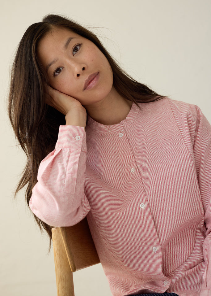 Tagan W, Skjorte - Red Hairline Stripe