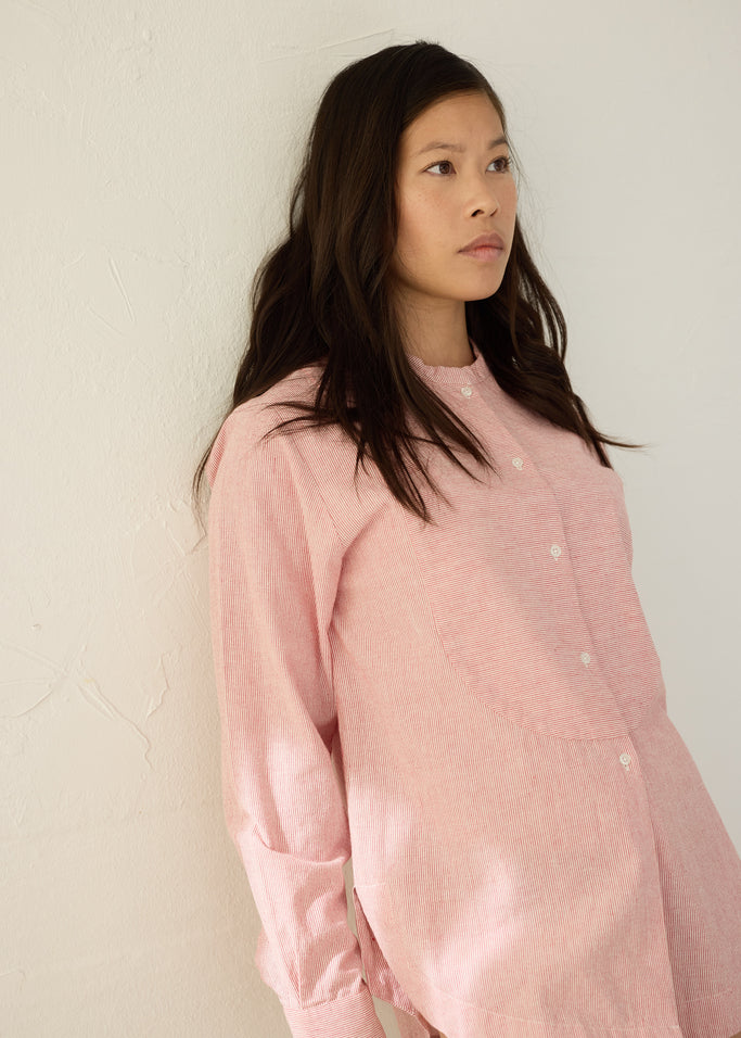 Tagan W, Skjorte - Red Hairline Stripe