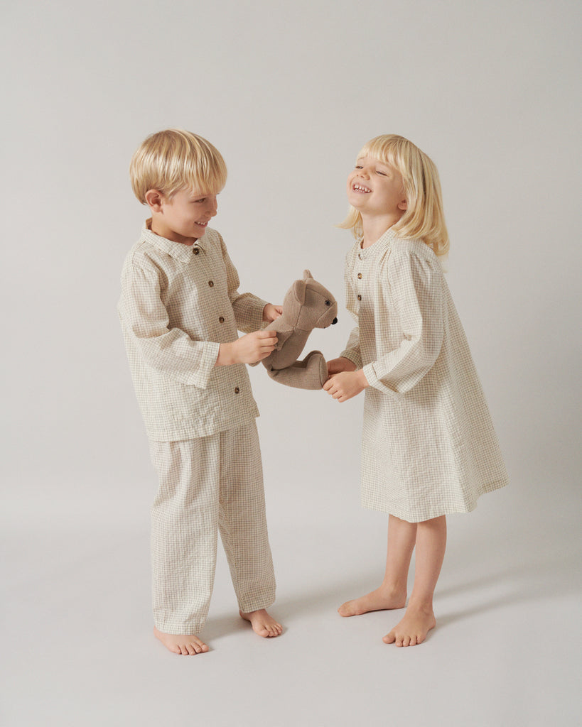 Pajama Dress, Natkjole - Deep Lake Check