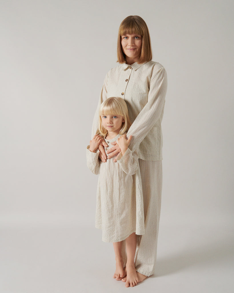 Pajama Dress, Natkjole - Deep Lake Check