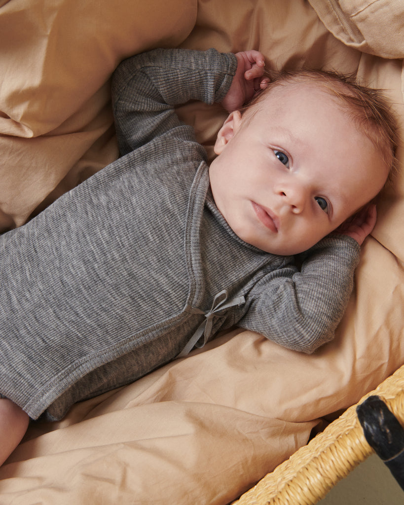 Belita, Uld Rib Bodystocking - Grey Melange