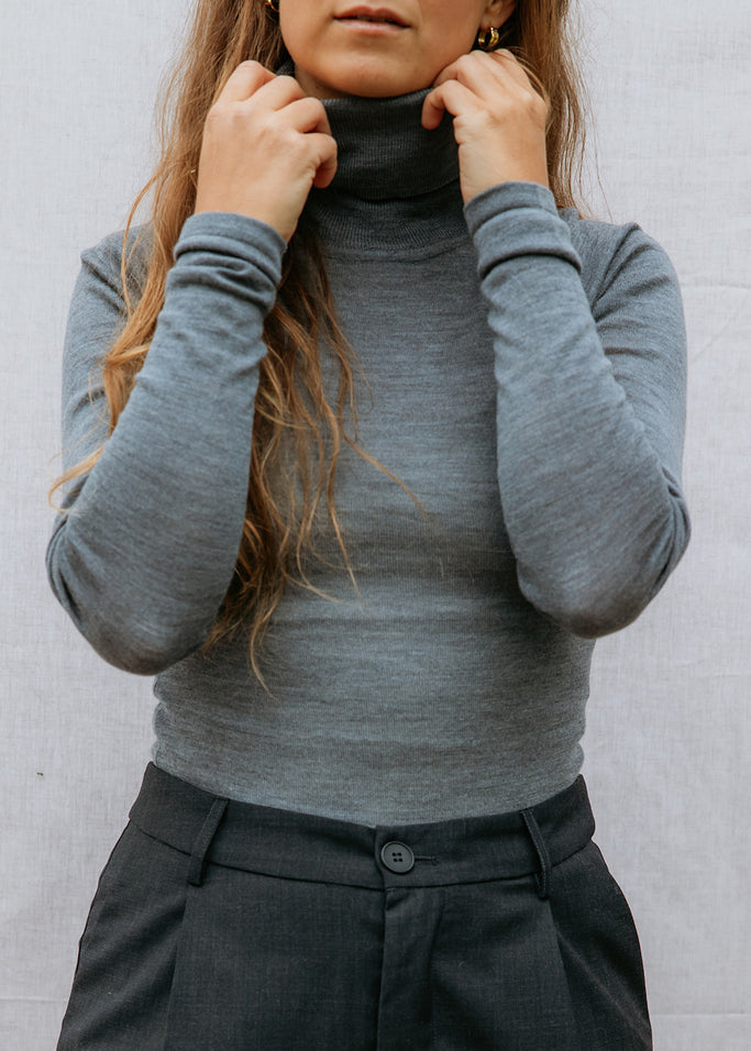 Trisha W, Bluse - Mid Grey Melange