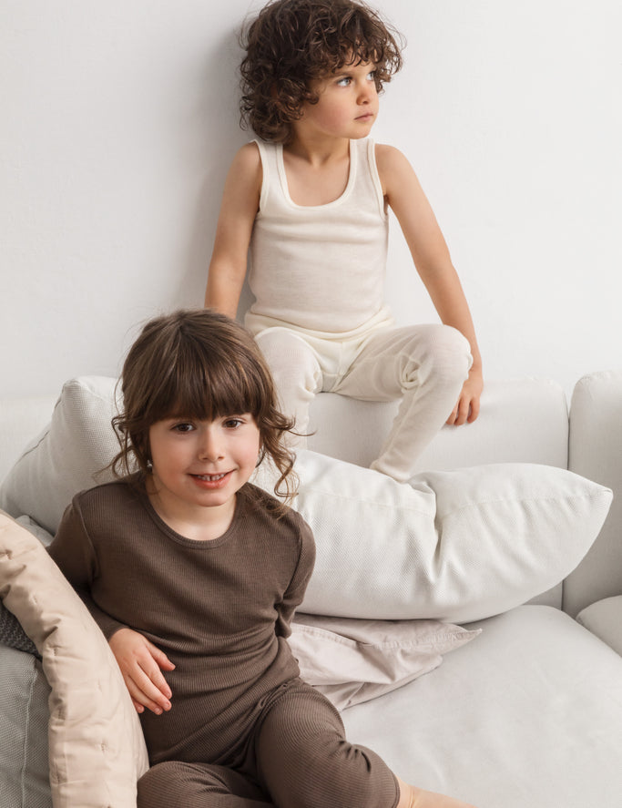 Læg, Uld rib leggings - Natural - MarMar Copenhagen